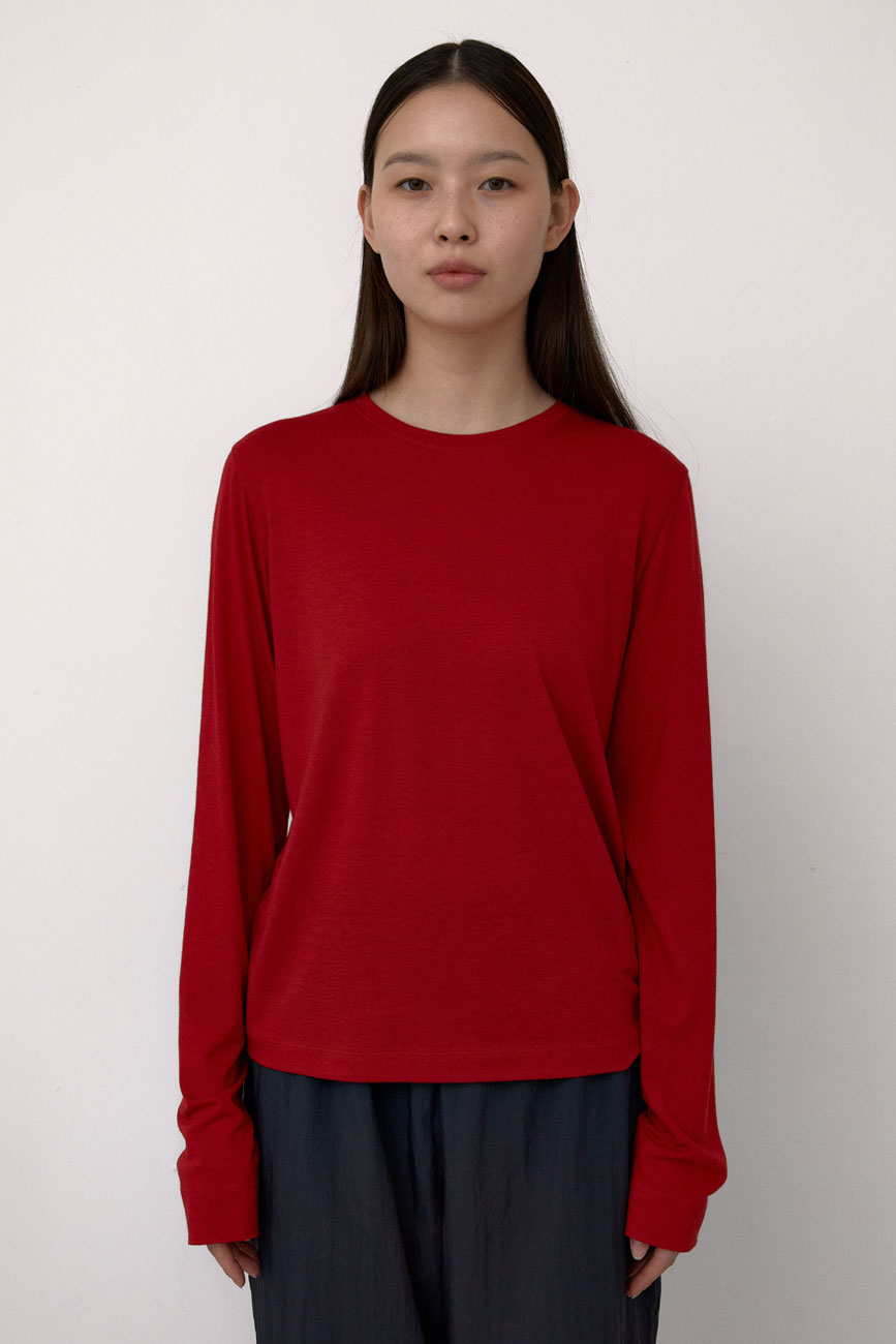 [4차 5/31 예약배송] Tencel Long Sleeve T-Shirts (Red)