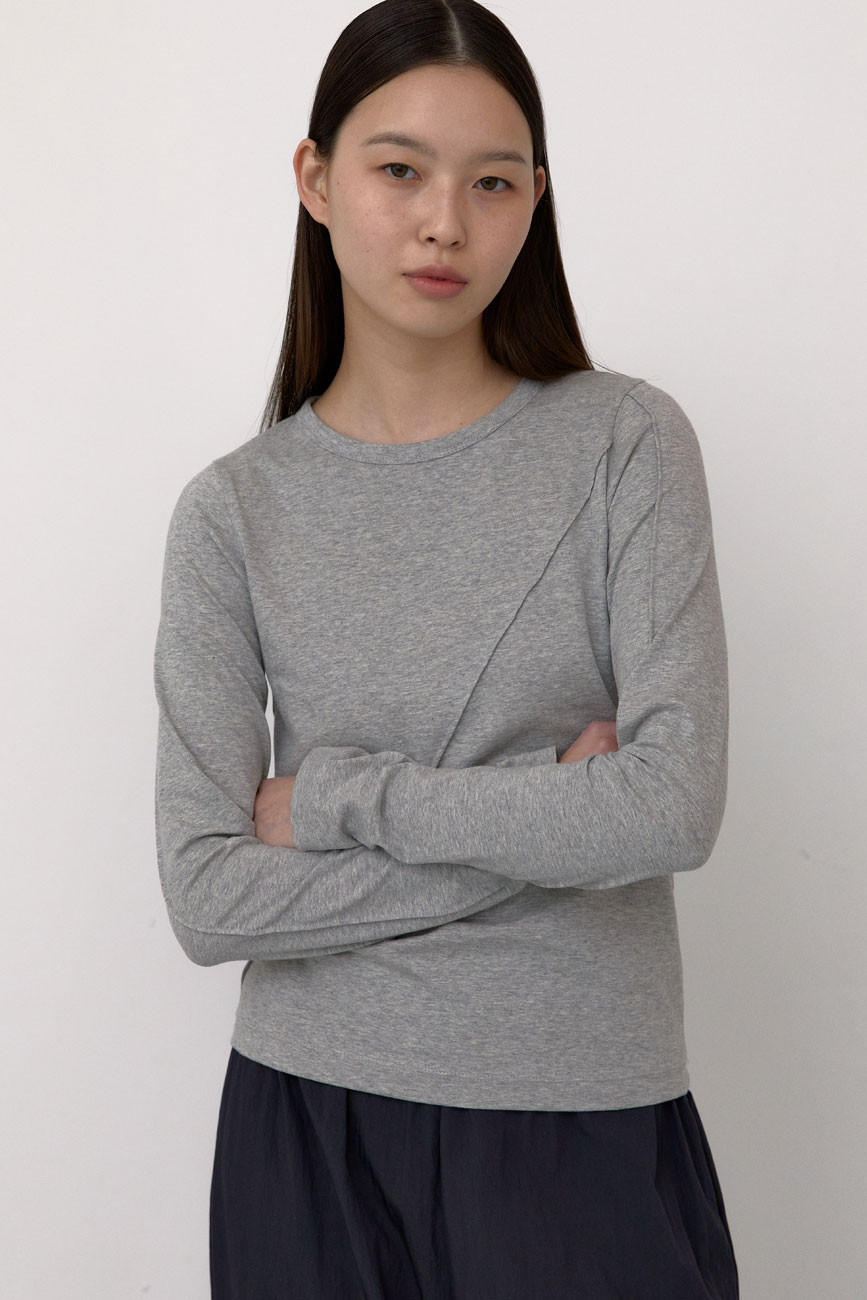 [1차] Line Long Sleeve T-Shirts (Melange Grey)