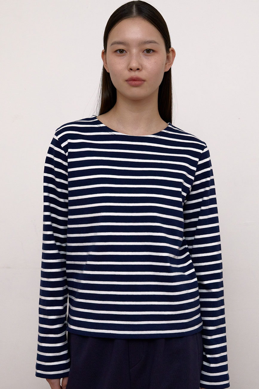 [1차] Stripe Long Sleeve T-Shirts (Navy)