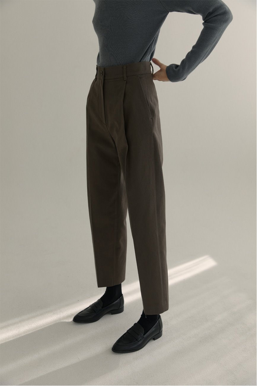 20W TAPERED VOLUME COTTON PANTS (WOOD BROWN)