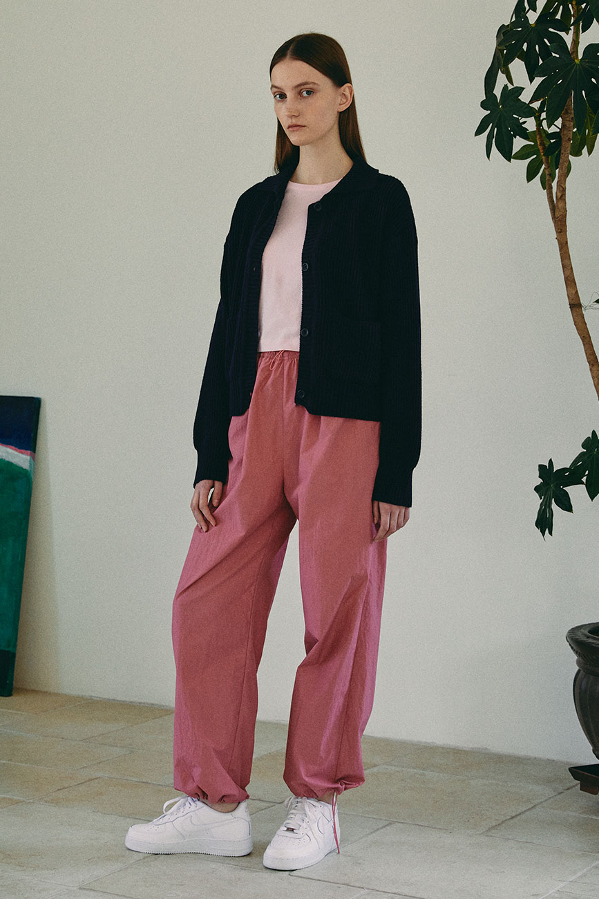 STRING WIDE BANDING PANTS (ROUGE PINK)