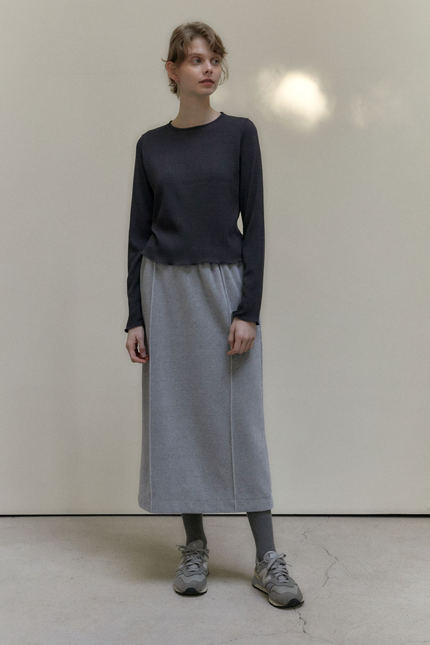 [1차] Velour Banding Skirt (Melange Gray)