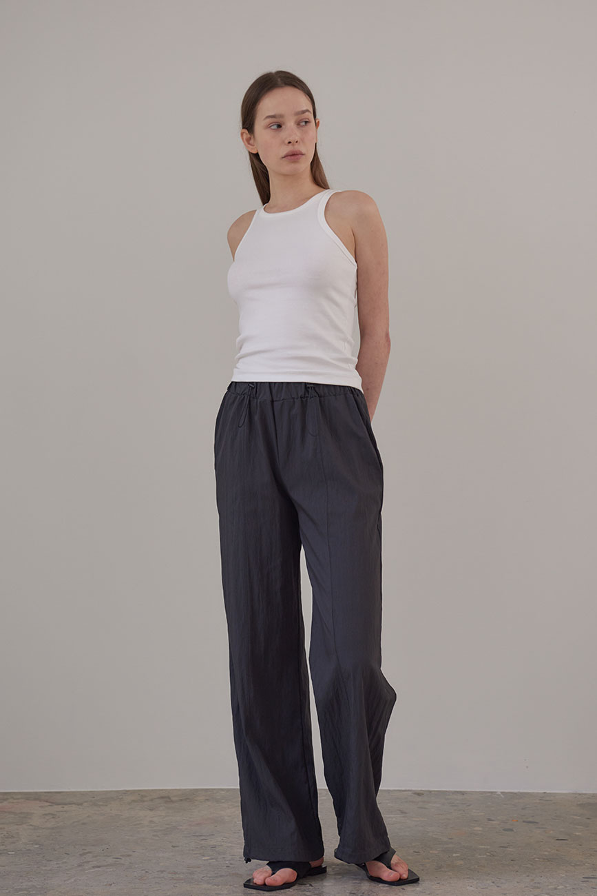 [RE] Line String Banding Pants (Charcoal Navy)