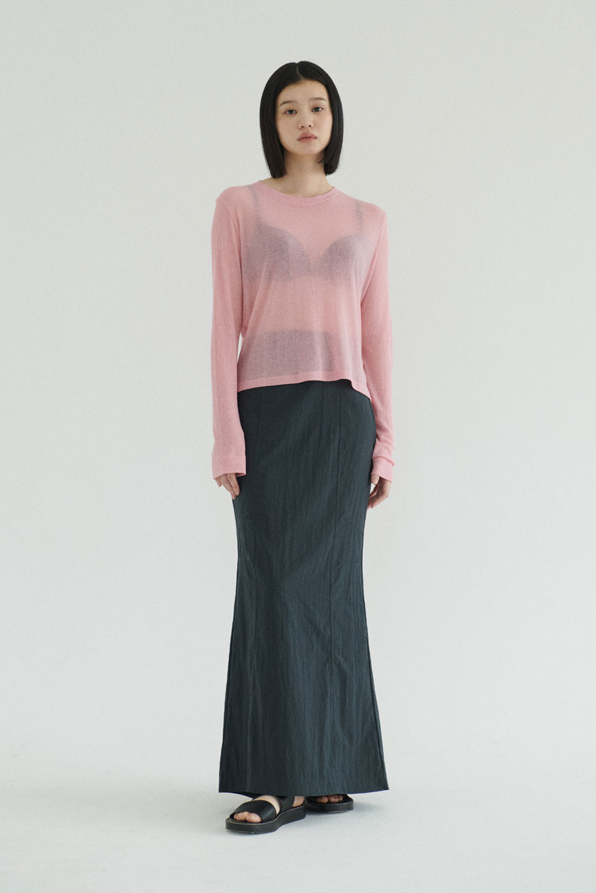 [1차 6/7 예약배송] Nylon Maxi Skirt (Charcoal)