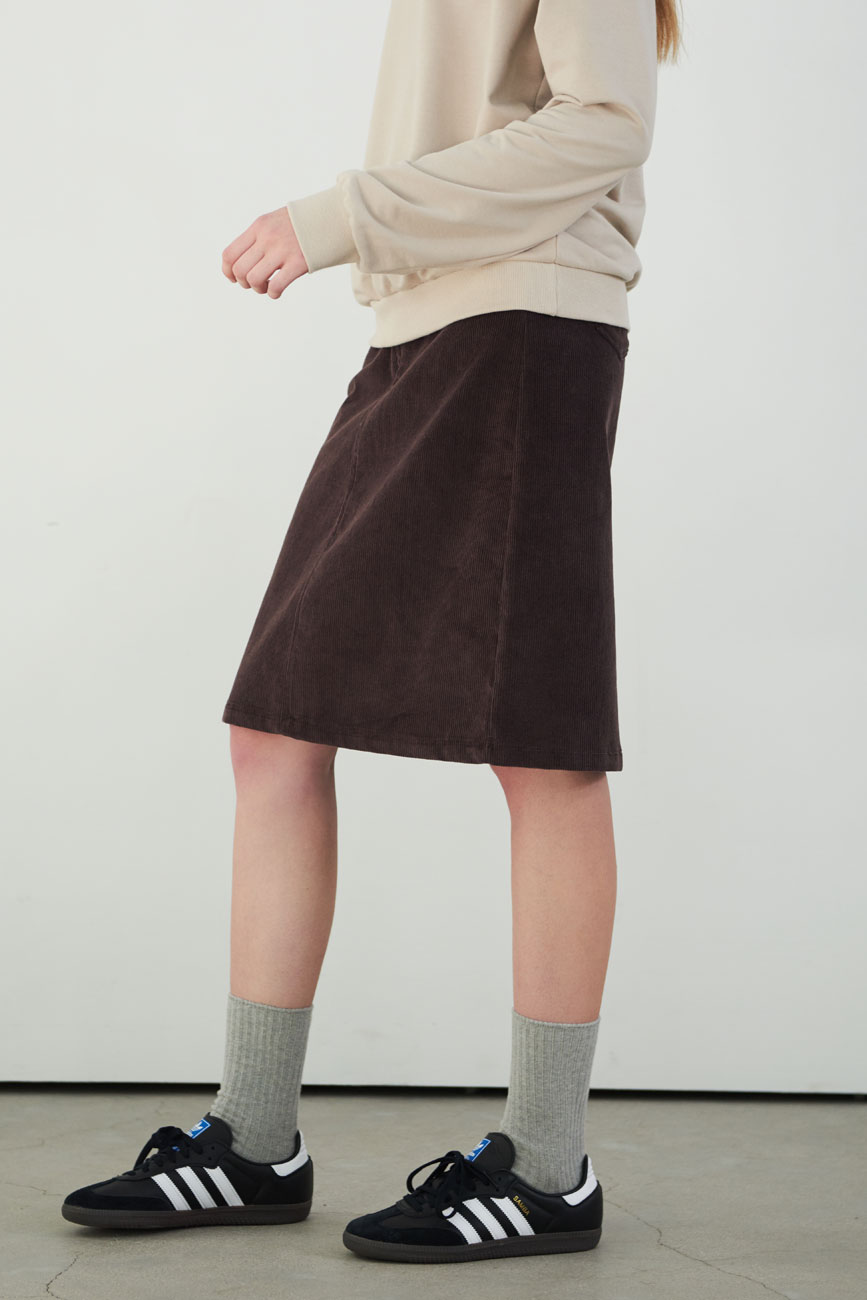 Corduroy midi skirt (Cocoa)