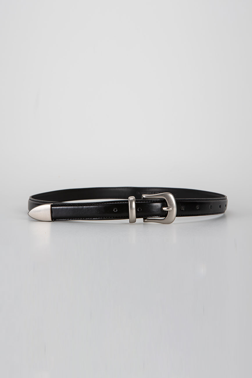 [11/30 예약배송] 20mm minimal western Eco Leather Belt (Silver)