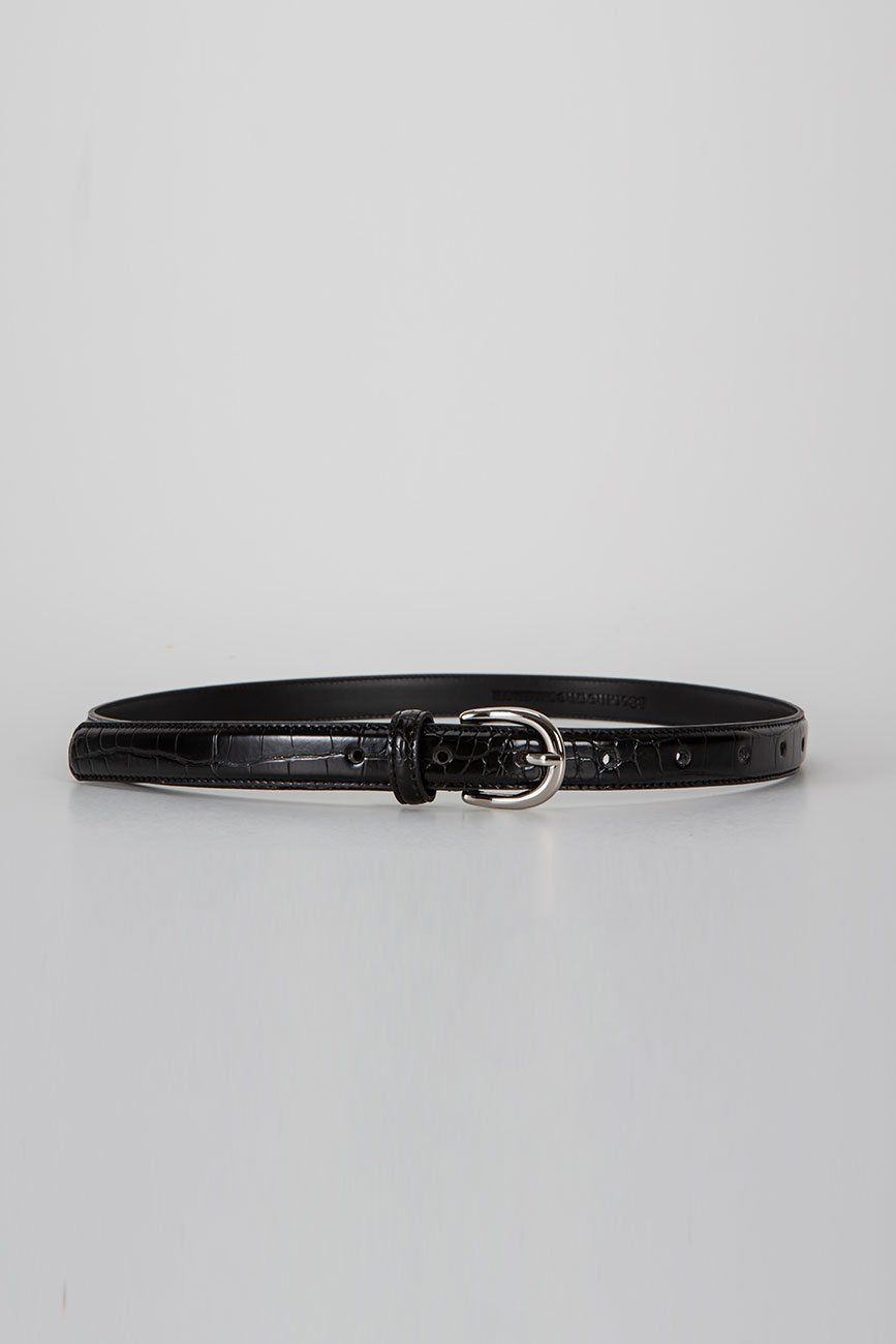 [11/30 예약배송] 20mm crocodile Eco Leather Belt (Silver)