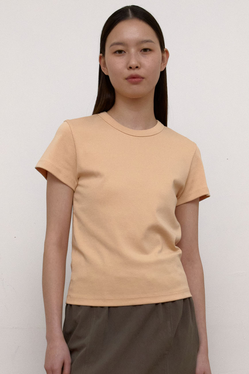 Cap Sleeve Round T-Shirts (Peach)