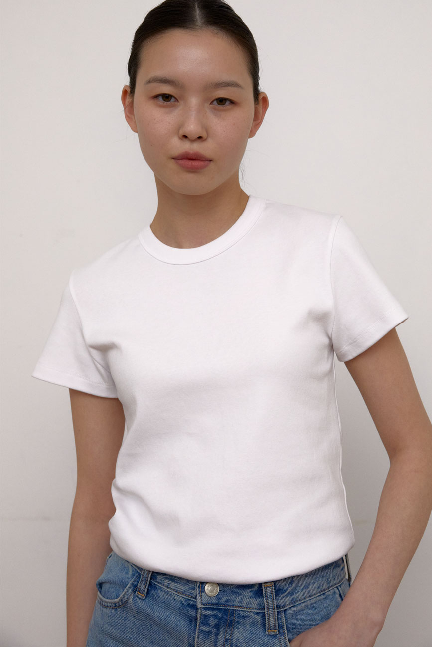 [1차 3/5 예약배송] Cap Sleeve Round T-Shirts (White)