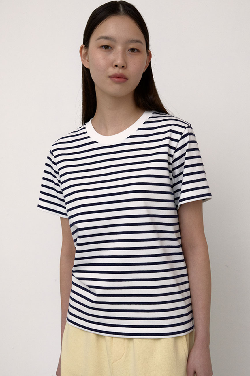 Stripe Half T-Shirts (White)