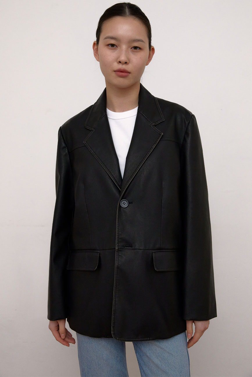 Faux Leather Jacket (Black)