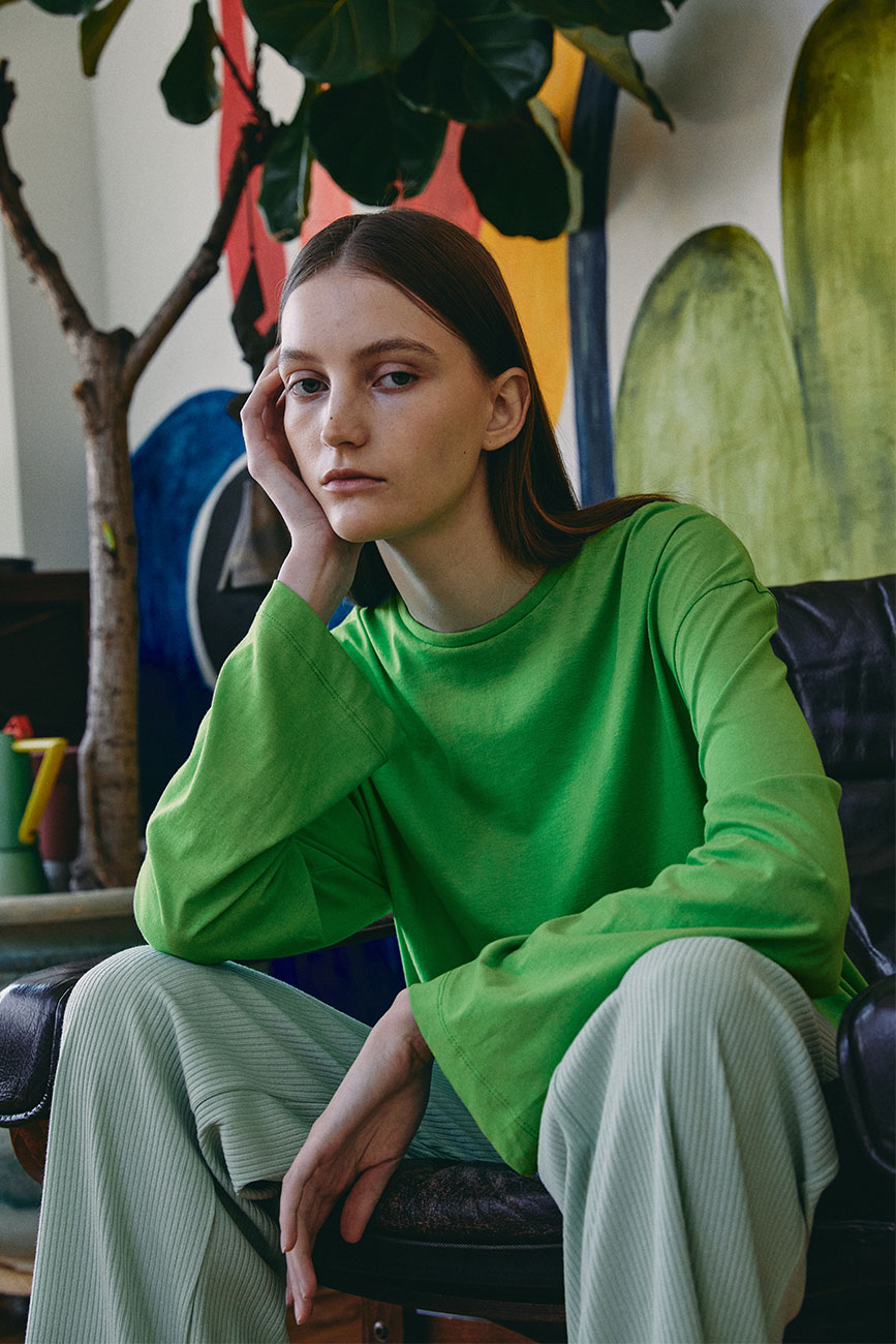 OVER LONG SLEEVE T-SHIRTS (APPLE GREEN)