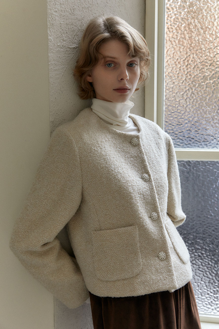 Wool Tweed Jacket (Beige)