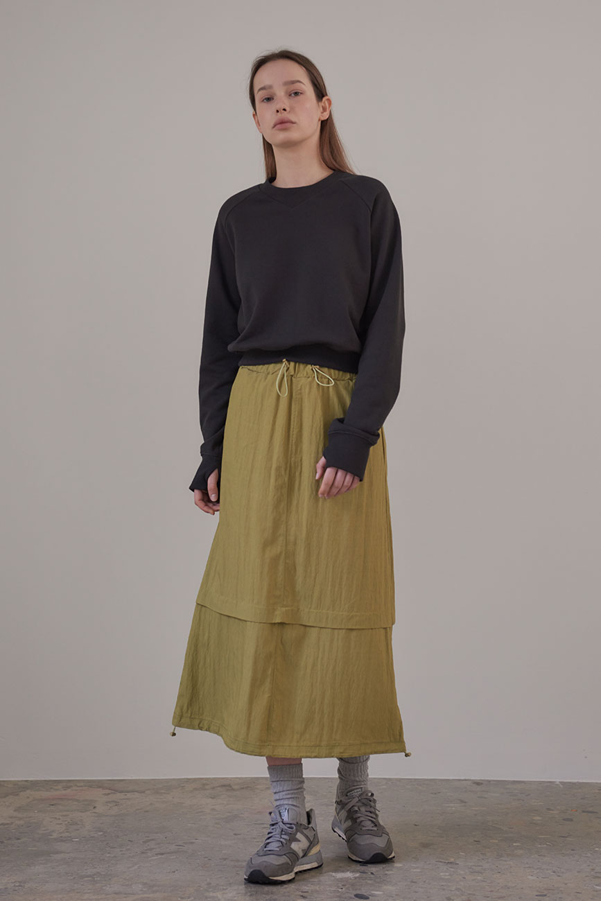 [RE] Cross Line String Skirt (Olive Green)