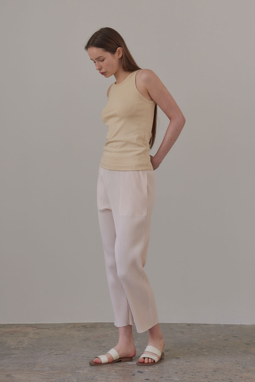 [RE] Tapered Pleats Banding Pants (Cream)