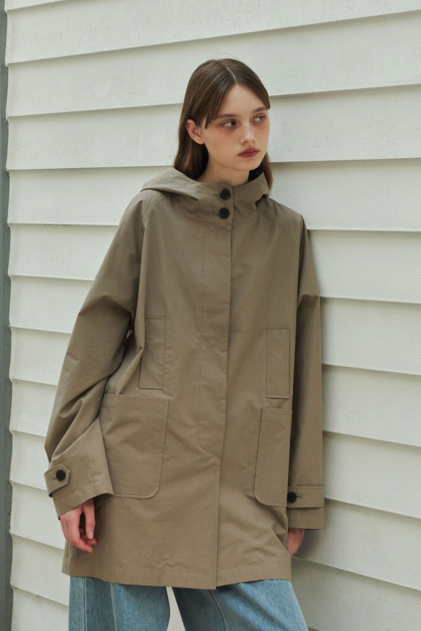 Pocket Hood coat (Khaki Beige)