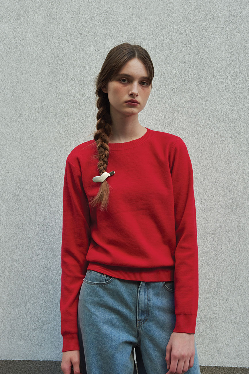 [RE] Back cut-out knit (Red)