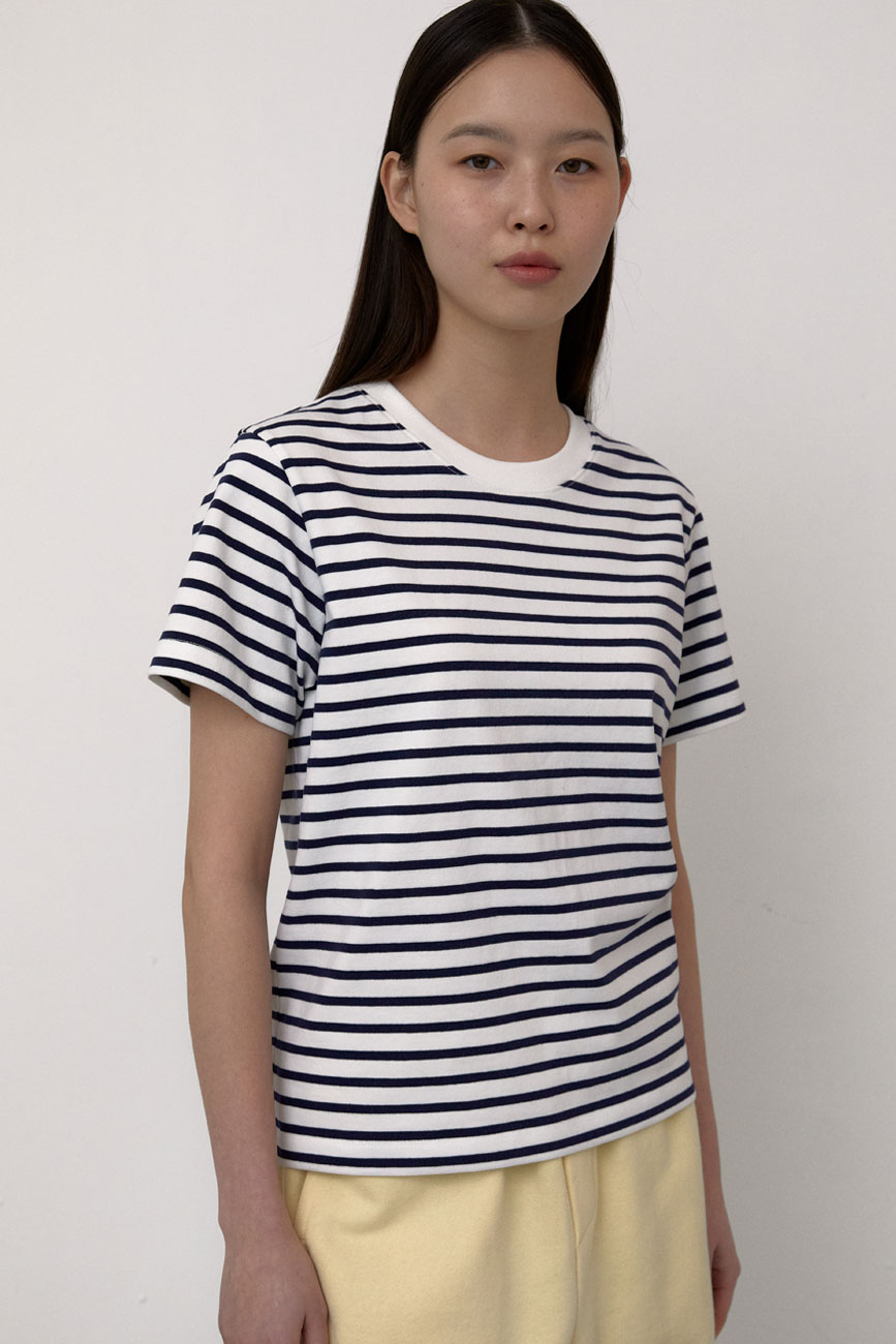 Stripe Half T-Shirts (White)