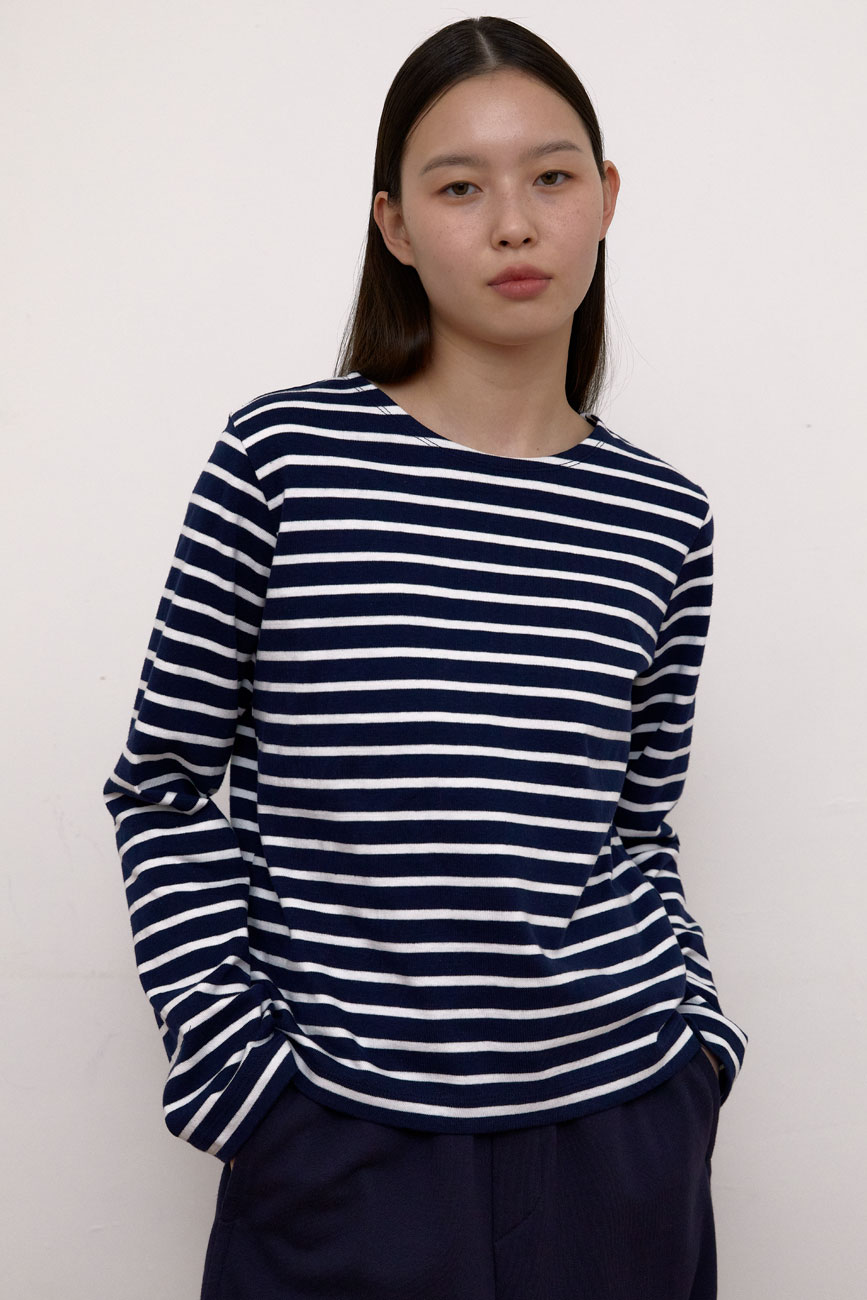 Stripe Long Sleeve T-Shirts (Navy)