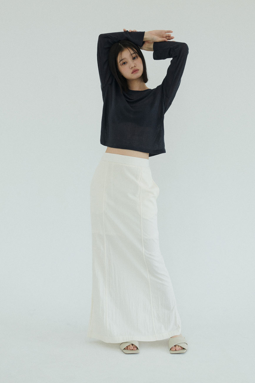 [1차 6/8 예약배송] Nylon Maxi Skirt (Ivory)