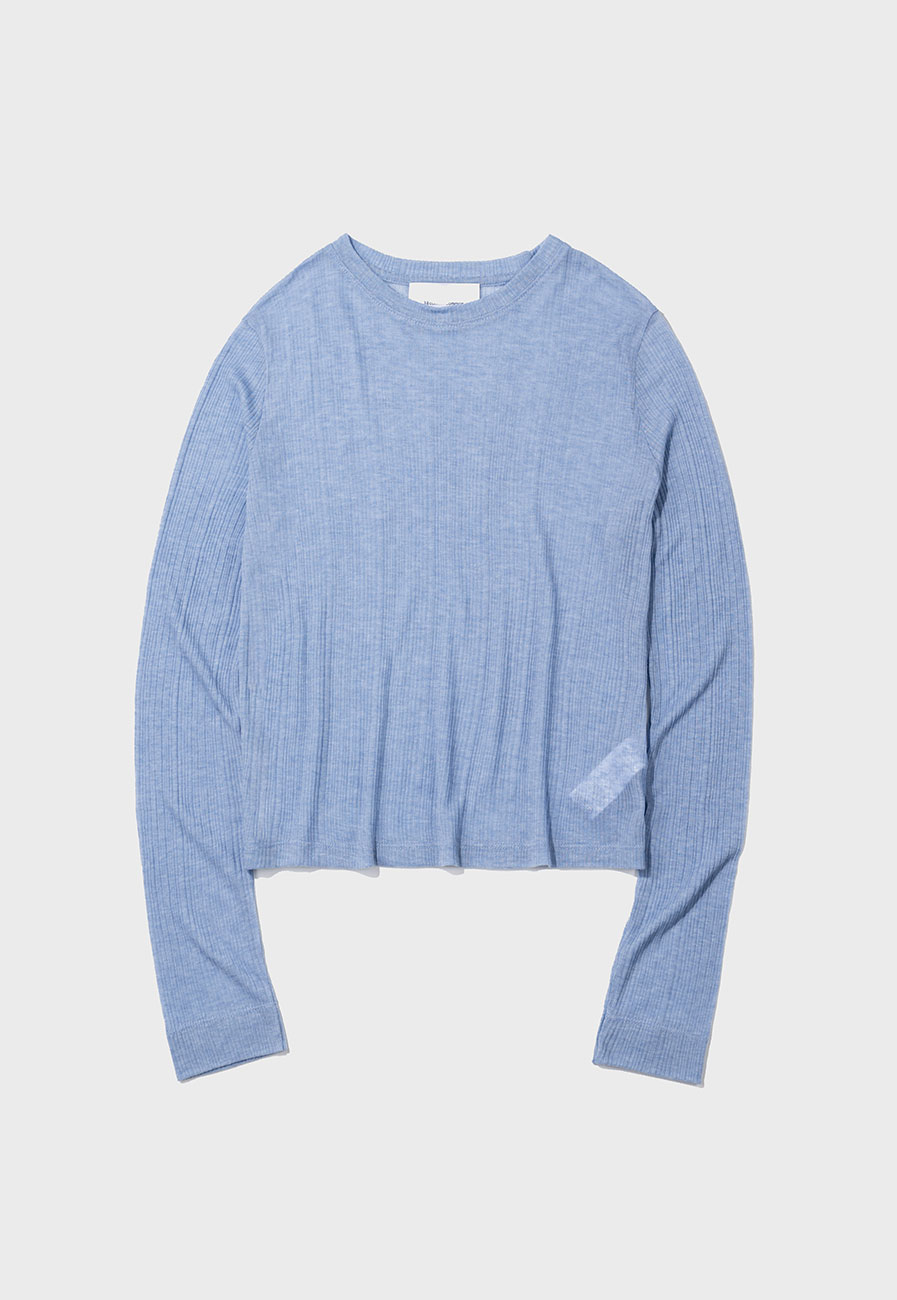 [RE] See-through Ribbed Top (Sky Blue)